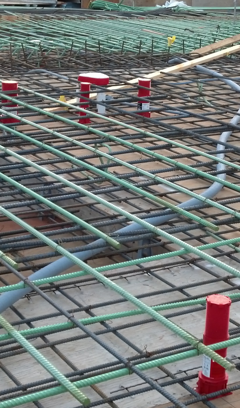 Picture of rebar on a roof